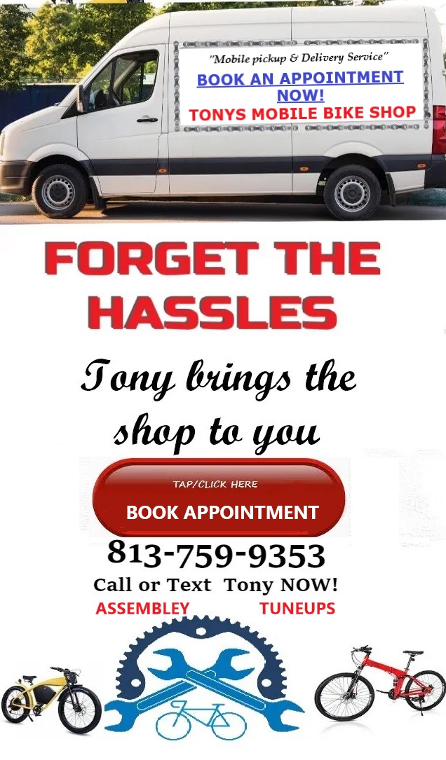 Tony brings the shop to you. Make an appointment now.